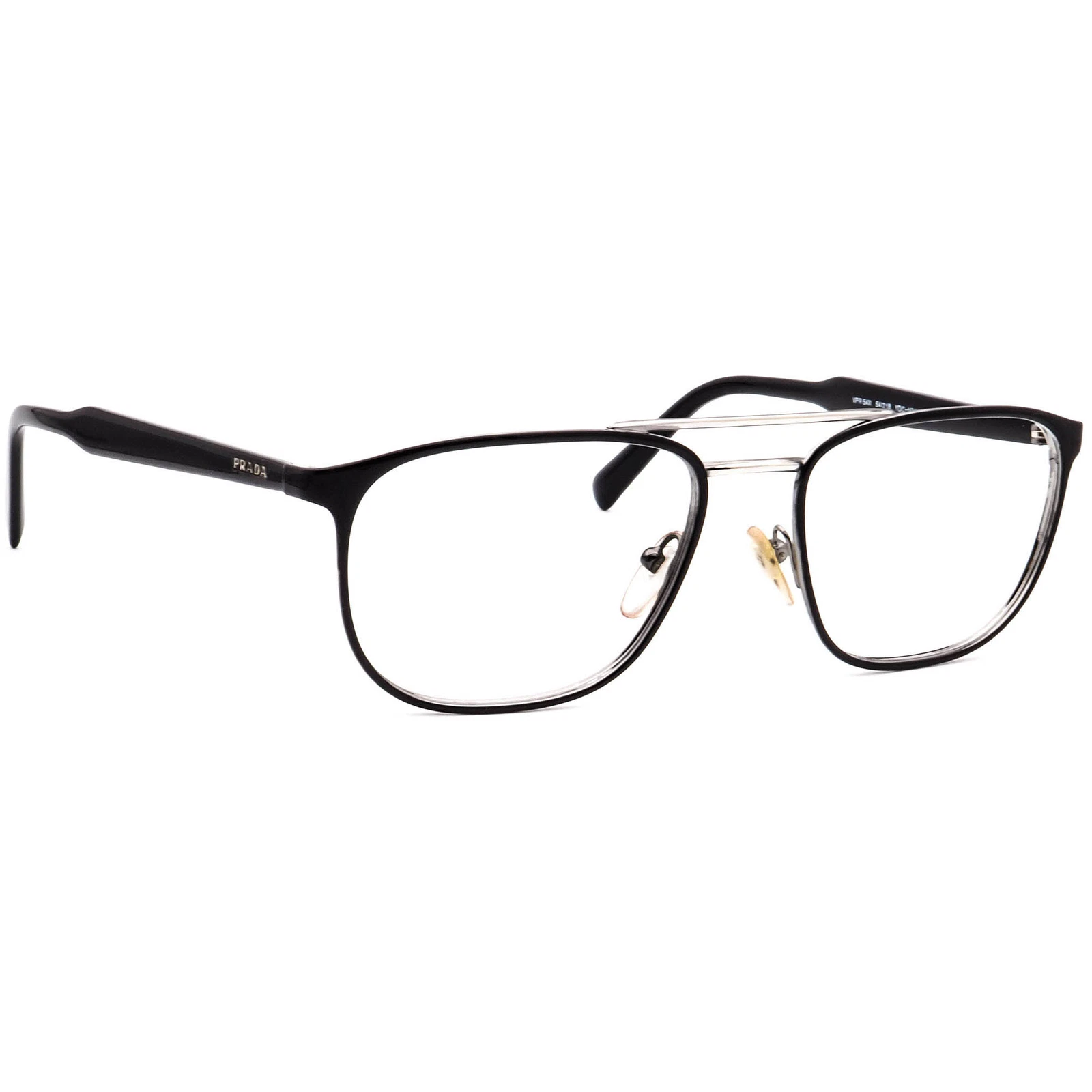 Prada Eyeglasses VPR 54X YDG 1O1 Black/Gunmetal Pilot Frame Italy 54[]18 145