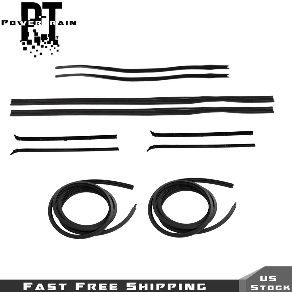 Door Window Weatherstrip Seals Set 10pcs Rubber For Dodge Truck D W 150 80-93 - Image 4 of 4