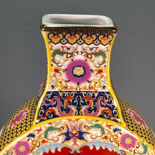 9.7" Noble china Enamel color Porcelain hand painted Magpie Plum Blossom vase - Picture 6 of 9