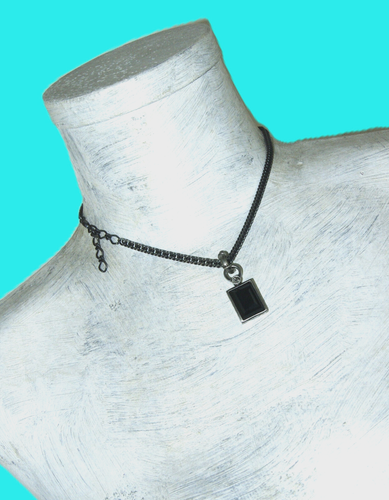 Dyrberg/Kern Kette schwarz Anhänger silber schwarz Strassteine weiss neu - Bild 2 von 5