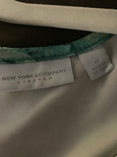 New York & Company Midi Dress Blues White Green Floral Cocktail Career Sz XS - Picture 10 of 12