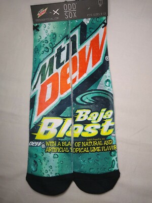 Odd Sox Exclusive Mountain Dew Baja Blast Socks 1 Pair NWT Get Your Dew On!