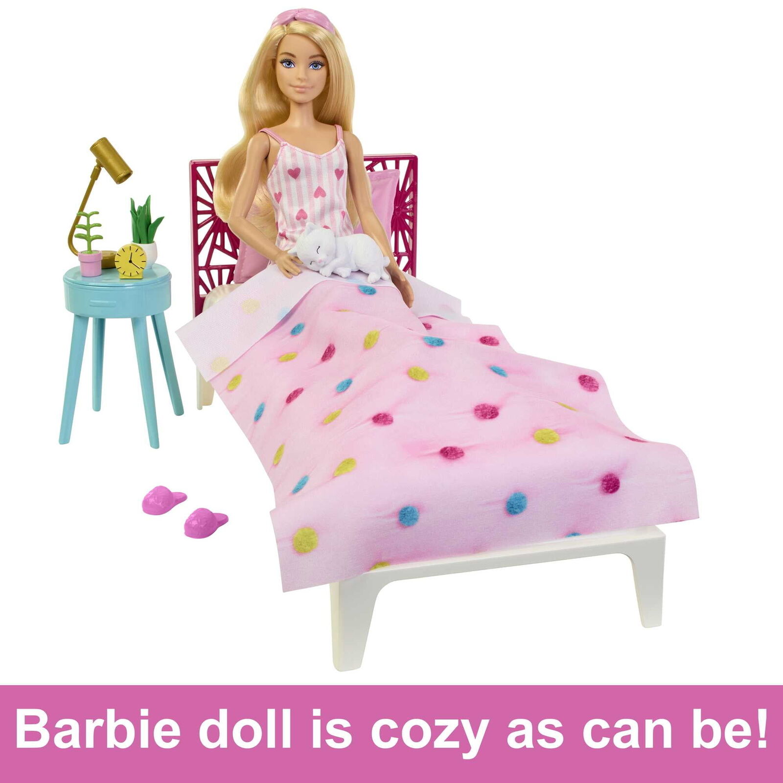 Doll and Bedroom Playset, Barbie Furniture with 20+ Storytelling Pieces