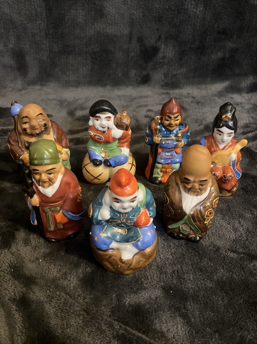 Seven Lucky Gods 七福神 雅俊 骨董 置物 Figurine Japanese Seven Lucky Gods Figurines Celluloid or Plastic 1900 1930