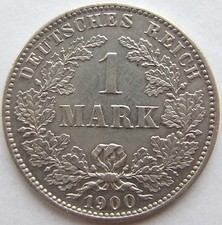 Pièce de Monnaie Reich Allemand Empire 1 Mark 1900 J Dans Extremely fine/