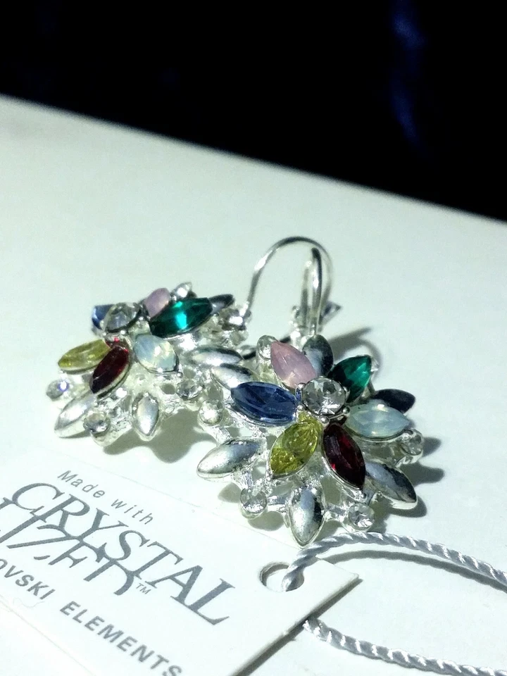 Orecchini Donna SWAROVSKI Gioielli ORIGINALI Argento ORO Ragazza Cristalli New - Immagine 4 di 4