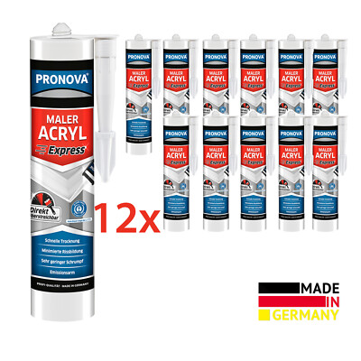 12x 300ml Maleracryl Express Fugendicht Acryl Dichtstoff Premium Qualität Weiss
