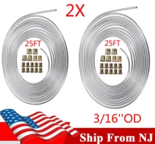 25Ft Zinc Steel Brake Line Tubing Kit 3/16"OD Roll Coil With All Size Fittings*2