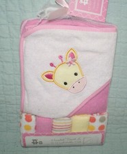 Giraffe Pink Crib Mates Hooded Towel /5 Washcloths NEW Fast Shipping Cribmates