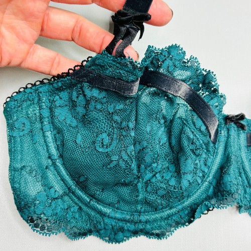 Victoria Secret Push Up No Padding Bra 36C Green Lace Cup Underwire - Picture 4 of 8