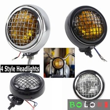 Luz de cabeza de motocicleta vintage con rejilla de malla para Harley Bobber Chopper Café Racer