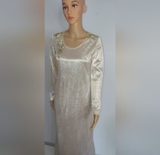 Gilded Elegance: Moroccan Mermaid Caftan with Beaded Detail (Size M, Gold)