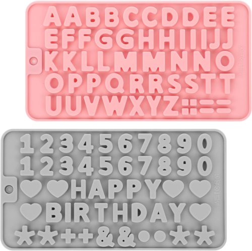 2 Pcs Silicone Letter Chocolate Molds Non-Stick Number Molds Reusable Alphabet C