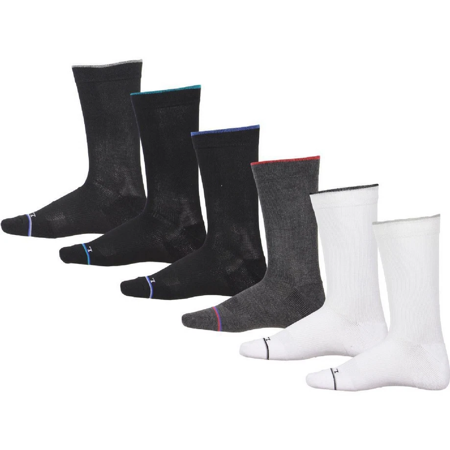 Perry Ellis Portfolio Mens White Moisture Wicking 6PK Crew Socks 7 to 12