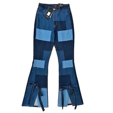 Patchwork Denim Jeans Women  s 9 / 27 Lainey Wilson Bell Bottoms 70  s Flare Retro