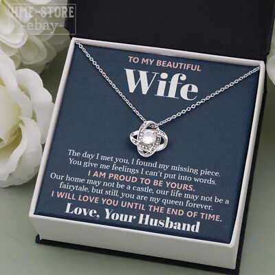 To My Beautiful Wife Necklace Gifts From Husband Knot Love You