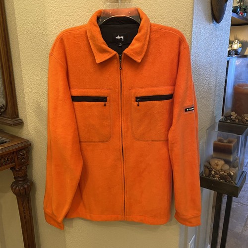 NWT~STUSSY Men Orange Polar Fleece Full 