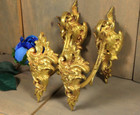 Antique French Gilt Bronze Curtain Tiebacks Wall Hooks PAIR Louis XV Style c1880