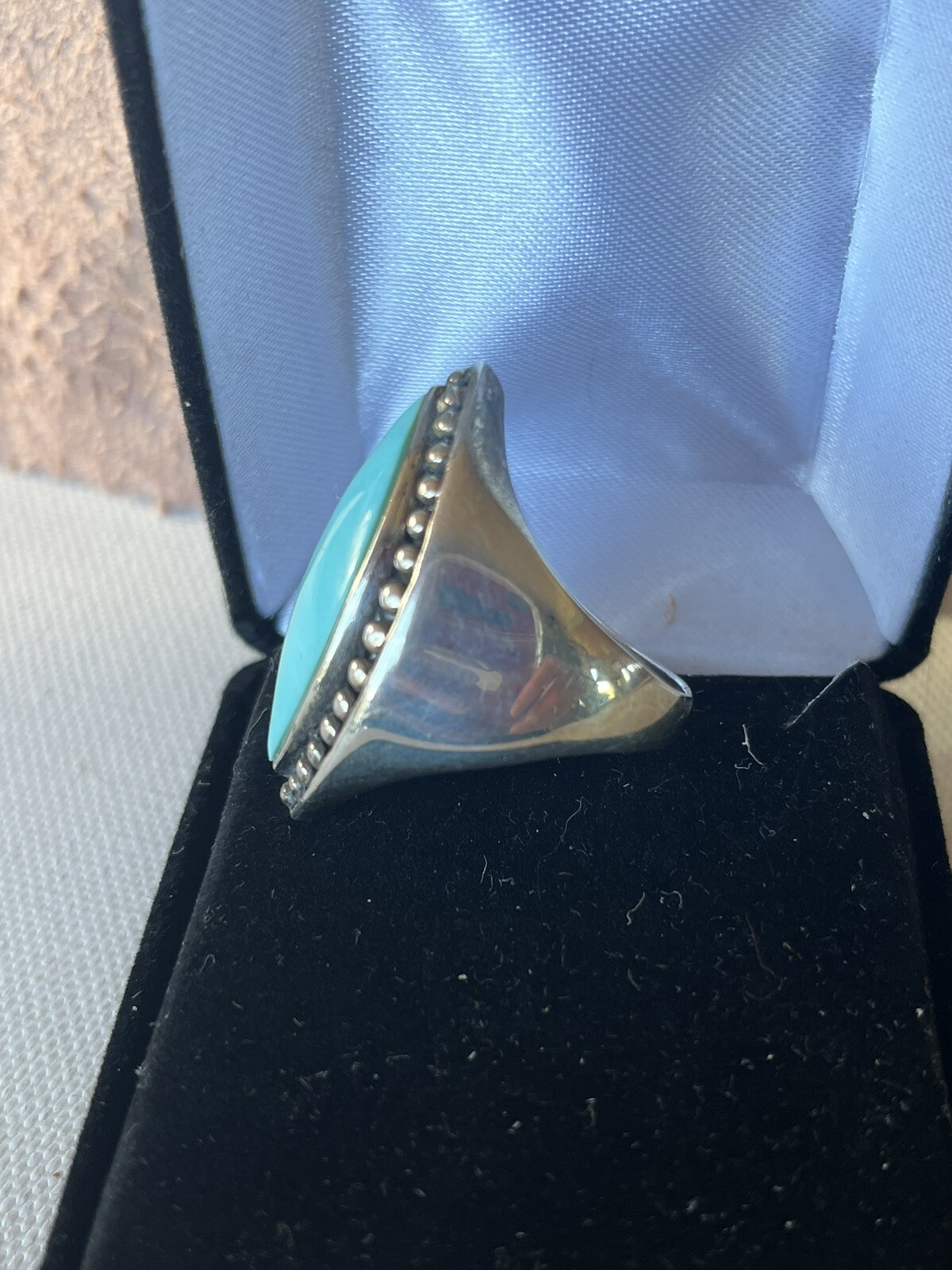 Turquoise Silver 925 Size 9 Ring - image 3