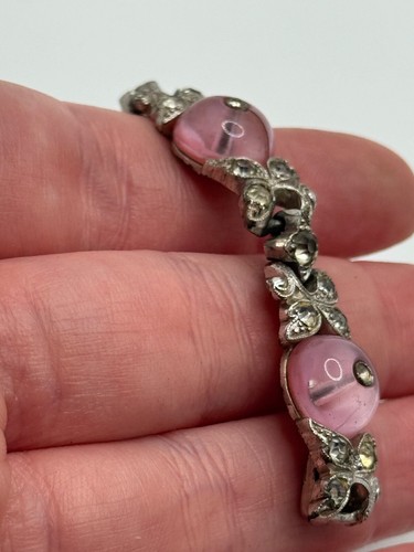 Vintage Trifari Pink Glass Shoe Button Rhinestone Bracelet AS IS - Picture 15 of 23