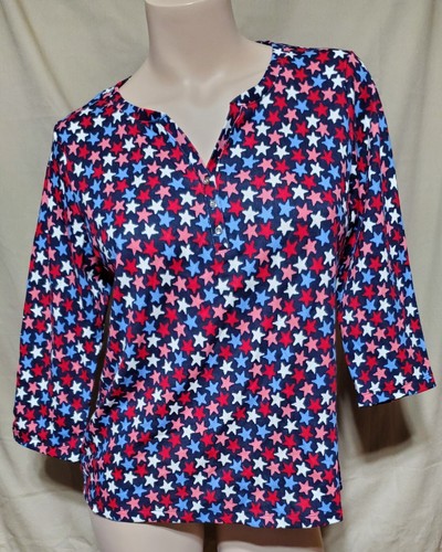Petite PP, PS, PM, PL Karen Scott Red White Blue Pink Shirt Stars Patriotic USA - Picture 8 of 11