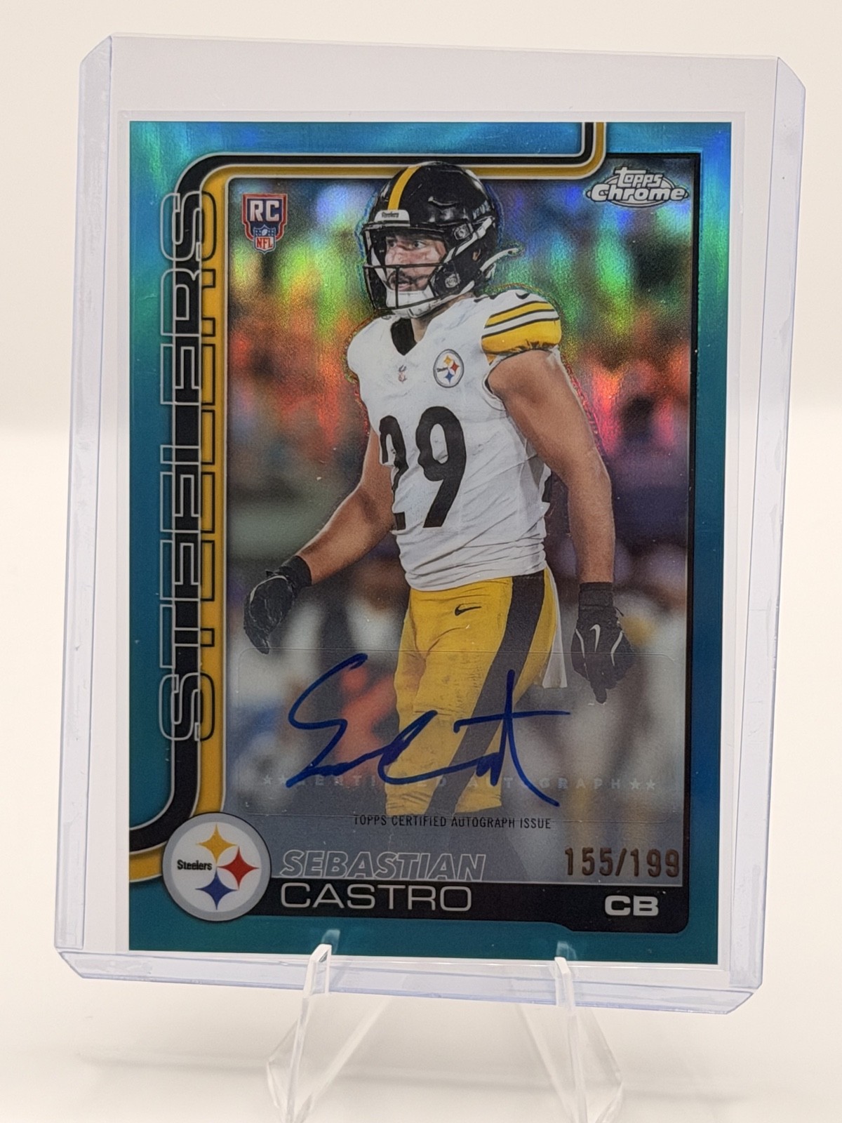 2025 Topps Chrome - RC Auto Sebastian Castro #RA-SC Aqua Refractor /199 (AU, RC)