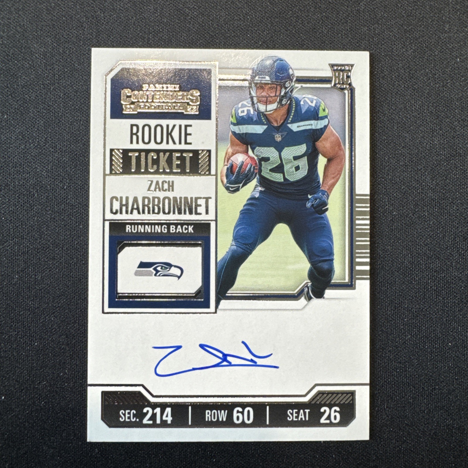 2023 Contenders Zach Charbonnet Rookie Ticket On Card Auto RC #141 Seahawks