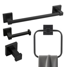 Matte Black Bathroom Hardware Accessories Set 4 Pieces, SUS304 Stainless Stee...