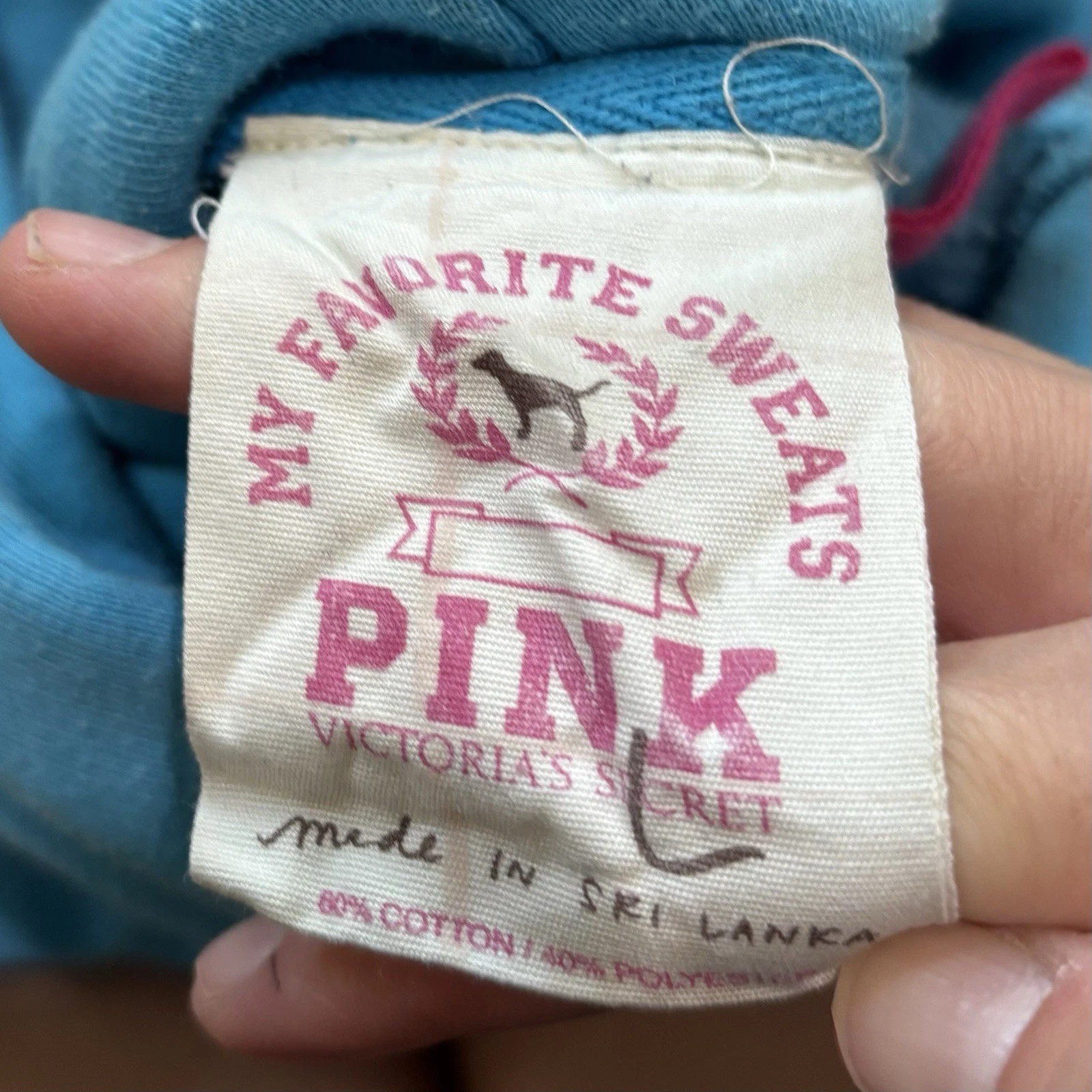 UNDERCOVER Felpa con cappuccio tunica vintage Y2K ROSA Victoria’s Secret PEACE LOVE PINK taglia L