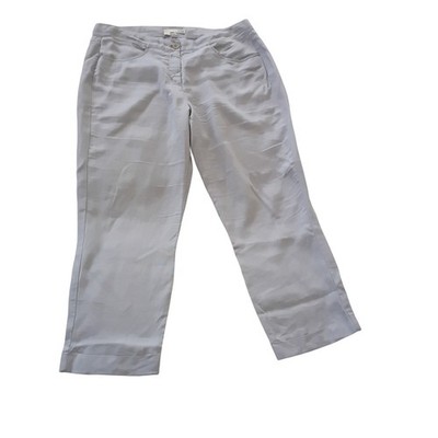 Eileen Fisher Grey Linen Blend Straight Leg Relaxed Pant 10 W34 Casual Work $228