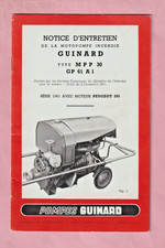 POMPES GUINARD - NOTICE D'ENTRETIEN : MOTOPOMPE INCENDIE 1961 MOTEUR PEUGEOT 203