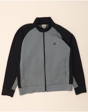ADIDAS Mens Tracksuit Top Jacket Medium Grey Colourblock Polyester DC02