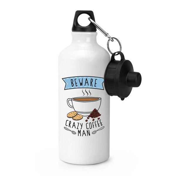 Beware VerrüCkt Kaffee Mann Sports Wasserflasche Dad VäTer Tag Boyfriend Lustig-image