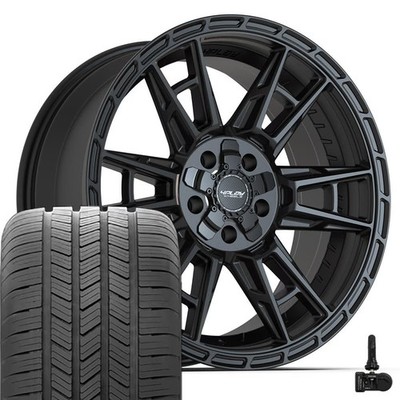 4PS20 20x9 Black Rims, Goodyear Tires & TPMS Set Fits Wrangler Gladiator