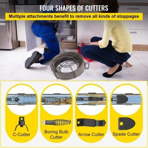 Drain Cleaning Cable 100 Feet x 12 Inch Solid Core Cable Sewer Cable Drain - Image 4 of 4