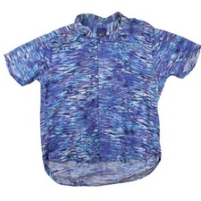 Jams World Shirt Mens Medium Blue Abstract Hawaiian Aloha Button Up Rayon