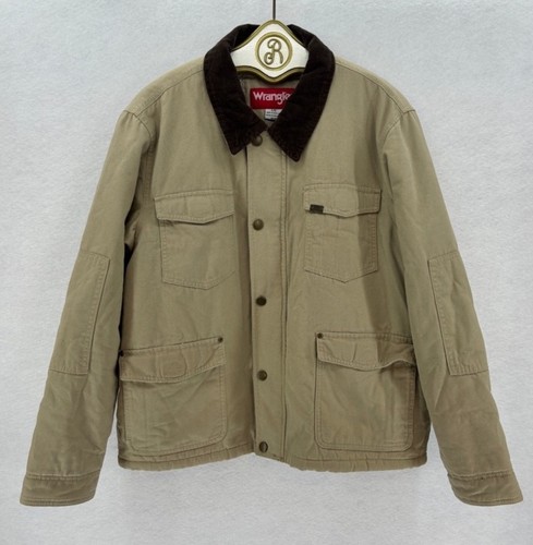 Wrangler Sherpa Lined Barn Jacket Men Khaki Canvas Chore Coat - XL