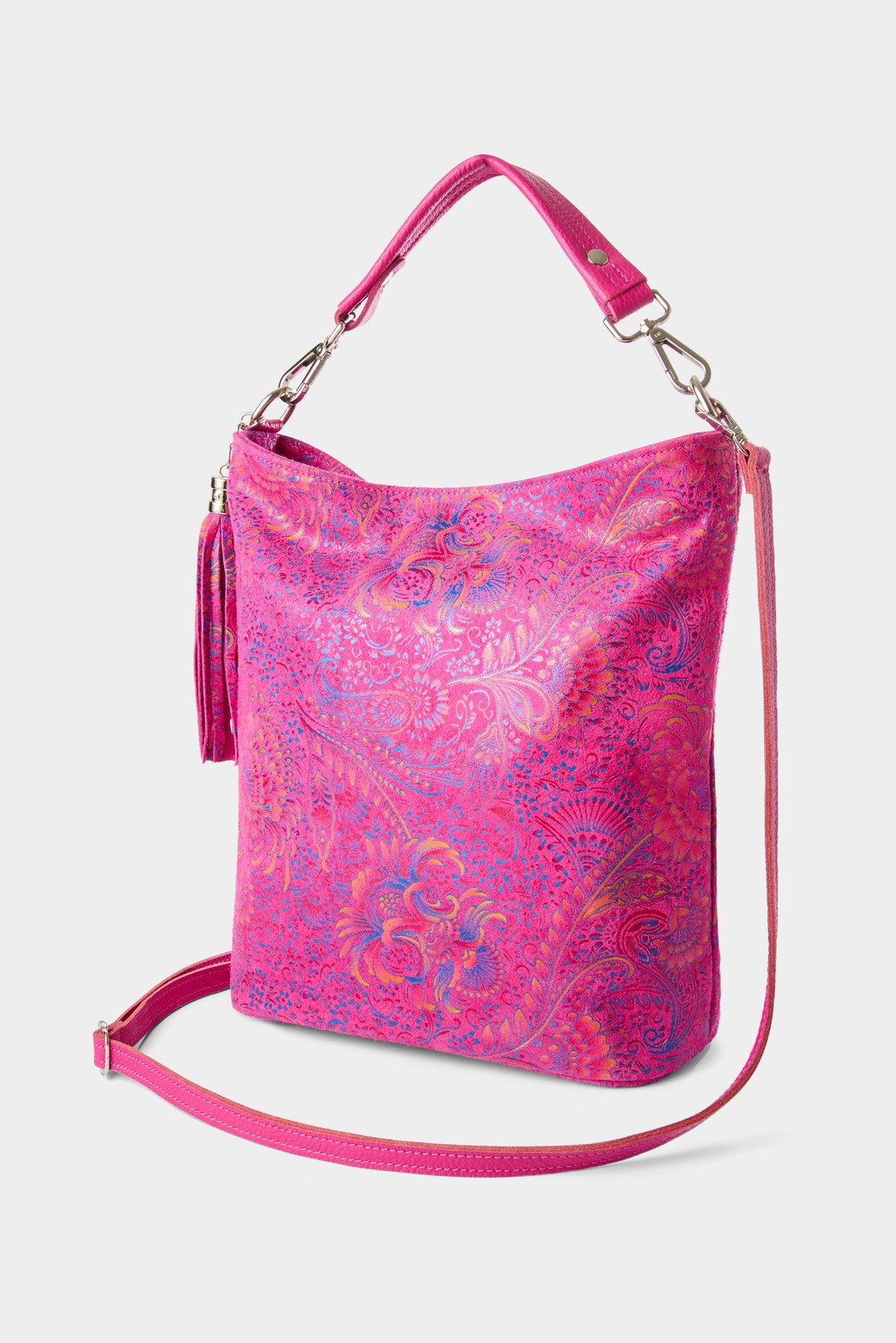 Joe Browns Women's Bold Paisley Print Suede Bag , Pink, One Size