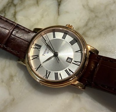 TISSOT Carson Premium Lady Gold Toned Silver Dial Quartz Women's Watch 30mm EXC!