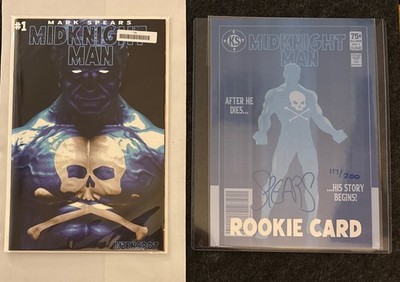 MARK SPEARS MIDNIGHT MAN #1 VF/NM + ROOKIE CARD SIGNED LIMITED 117/200 MEGACON