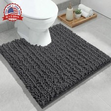 Toilet Rugs U Shaped 24x24,Soft Absorbent Chenille Contour Bath Rugs