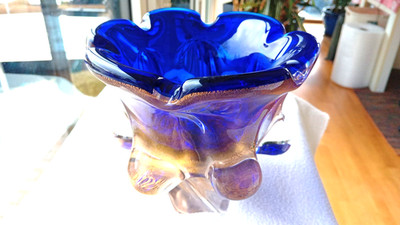Sehr schwere Glas Schale - CHRIBSKA by Josef Hospodka - 17 x 14,5 cm - 2,2 kg