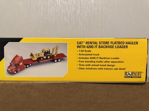 Norscot 1:50 CAT RENTAL STORE FLATBED HAULER IN ROT Hinweis ohne Baggerlader 02 - Bild 4 von 6