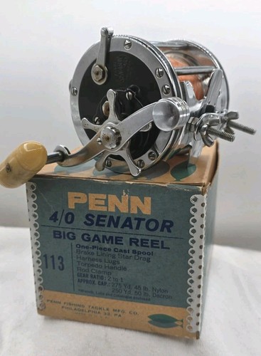 Penn Senator 4/0 113 Conventional Reel USA Made w/ Original Box Vintage