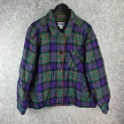 Vintage Pendleton Jacket Womens 3X Plus Plaid Purple Green Made in USA Wool