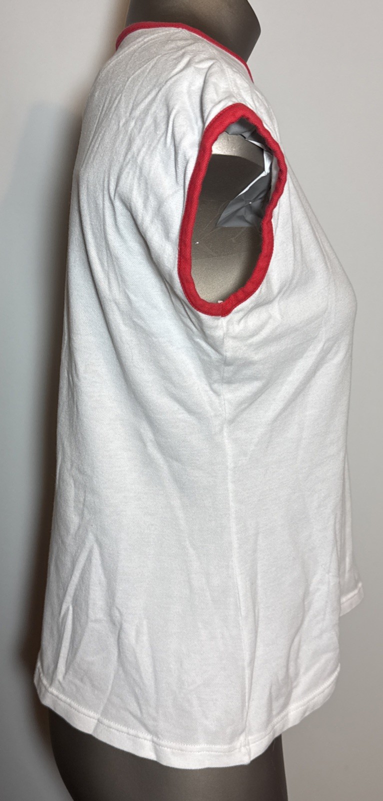 Burberry Golf Shirt Top Women’s L Large Ringer Pique Henley White Red Cotton thumbnail 4