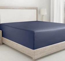 California Design Den Queen Size Fitted Sheet, Queen, 12 - Indigo Dusty Blue 