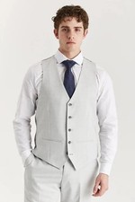 Men's Silver Lightweight Summer Wedding Party Waistcoat Paul Andrew