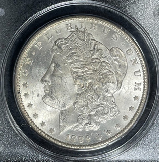 1889 MORGAN SILVER DOLLAR PCGS MS 63 BEAUTIFUL COIN OLD GREEN RATTLER HOLDER