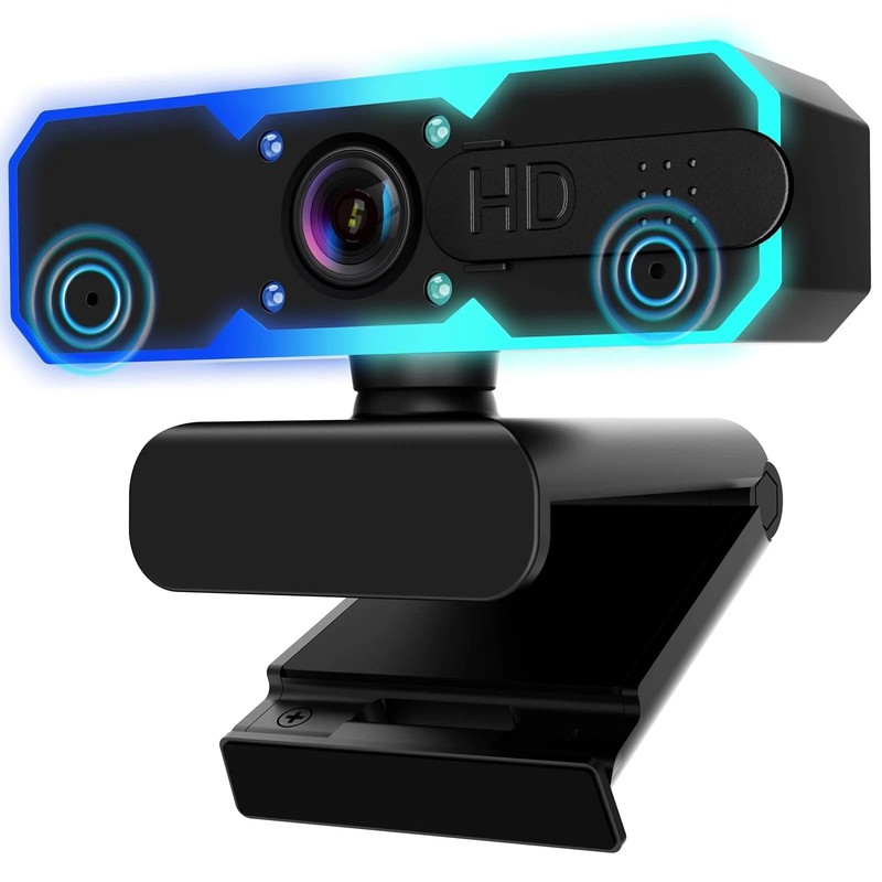 NBPOWER 1080P 60FPS Streaming Camera Webcam with Microphone and Fill Black